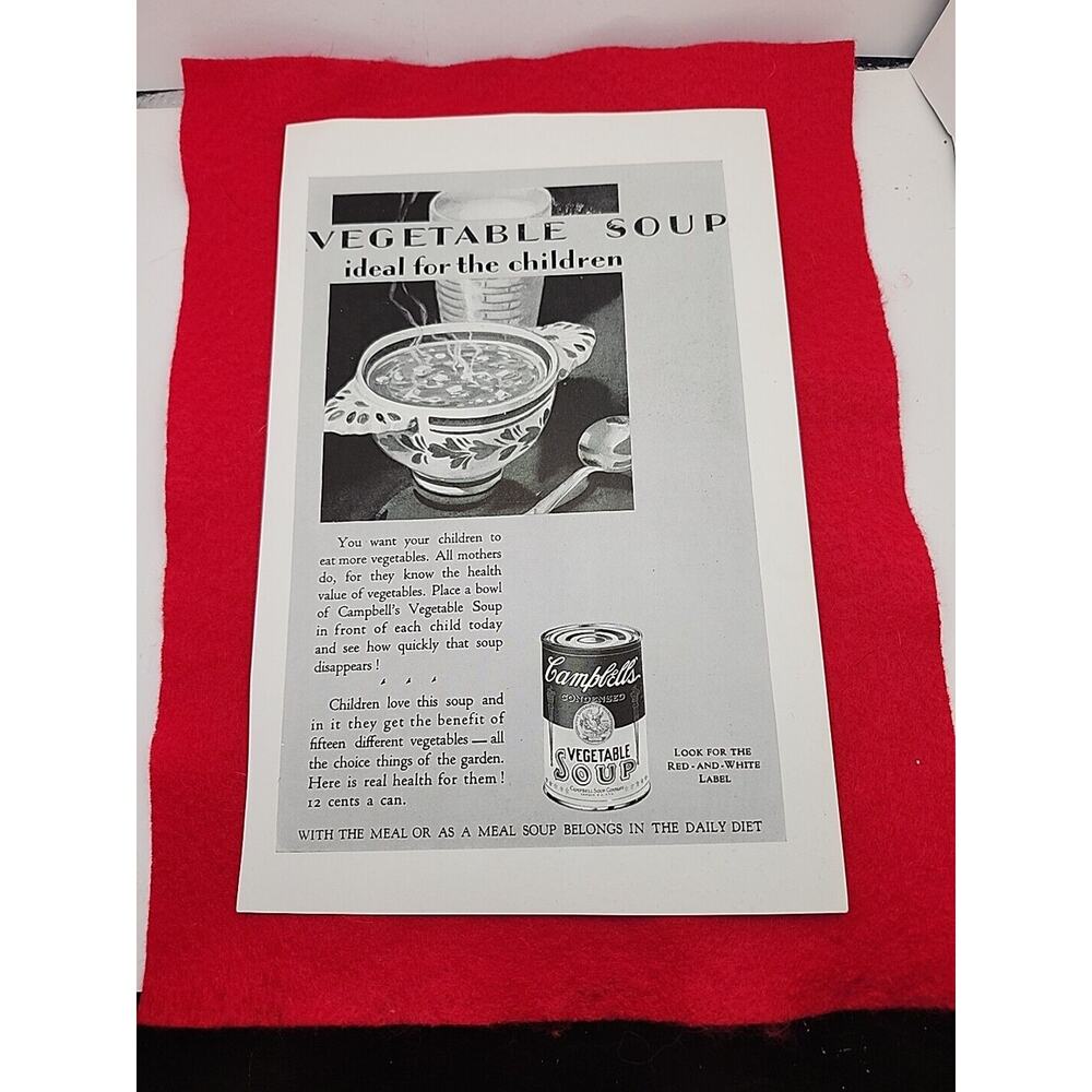 VTG 1929 Campbell's The Soup Known Round the World Tomato Soup Ephemera Print Ad